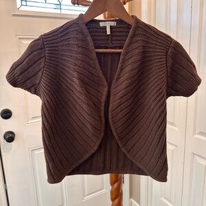 Metro Brown Short Sleeve Knit Sweater Shrug Cardigan